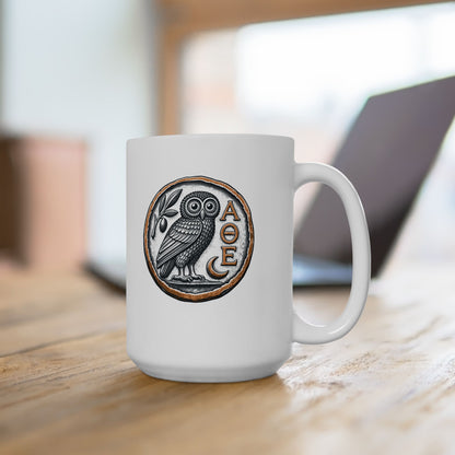 Athens Owl Coin Ceramic Mug, (11oz, 15oz)