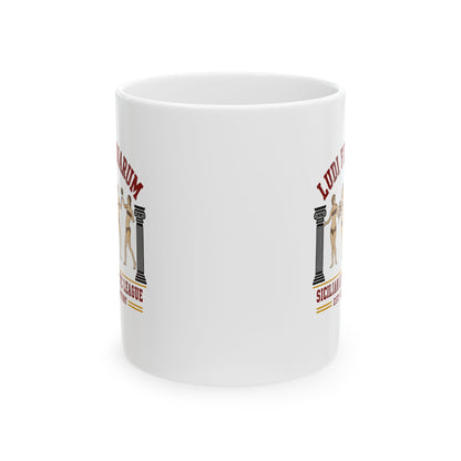 Bikini Women Mosaic Ludi Feminarum Ceramic Mug, (11oz, 15oz)