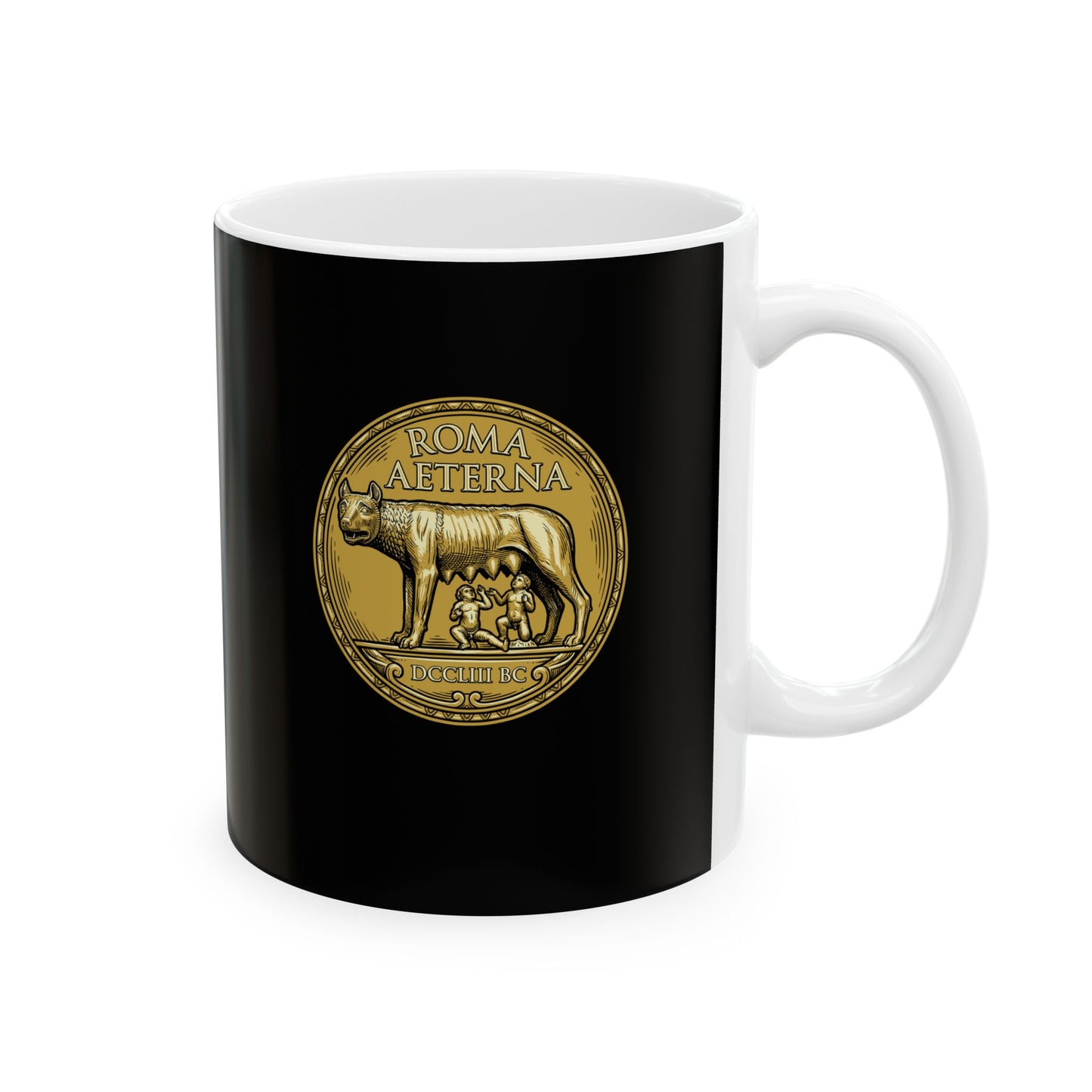 Roma Aeterna She Wolf Coin  Ceramic Mug, (11oz, 15oz)