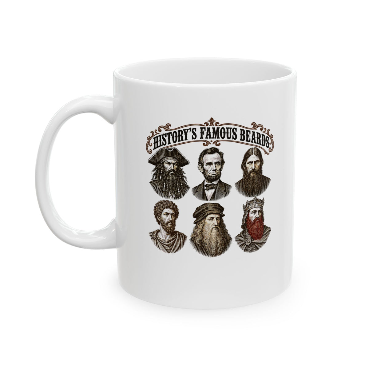 History's Famous Beards Engraving Ceramic Mug, (11oz, 15oz)
