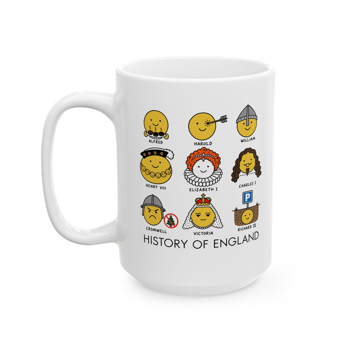 A Humorous History of England Grid Ceramic Mug, (11oz, 15oz)