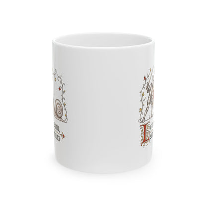 Knight vs Snail Marginalia Slow but Persistent Ceramic Mug, (11oz, 15oz)