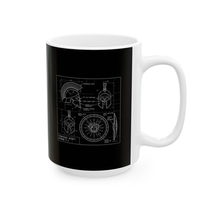 Athena Helmet Aegis Shield Schematic Ceramic Mug, (11oz, 15oz)