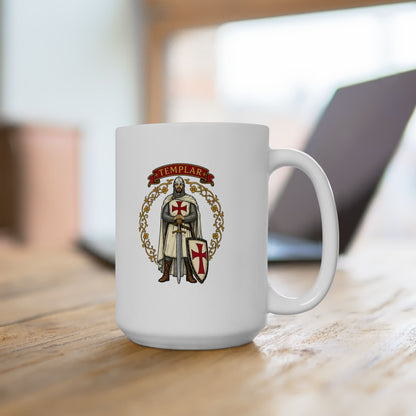 Knight Templar Filigree Ceramic Mug, (11oz, 15oz)