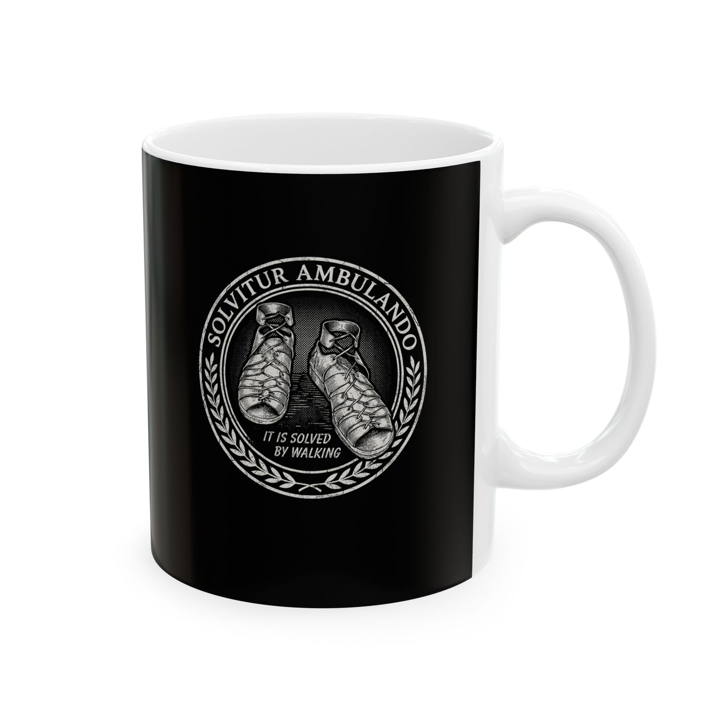 Solvitur Ambulando Saint Augustine Quote Solved by Walking Ceramic Mug, (11oz, 15oz)