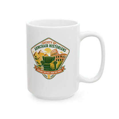 Society of Armchair Historians Badge Style Ceramic Mug, (11oz, 15oz)