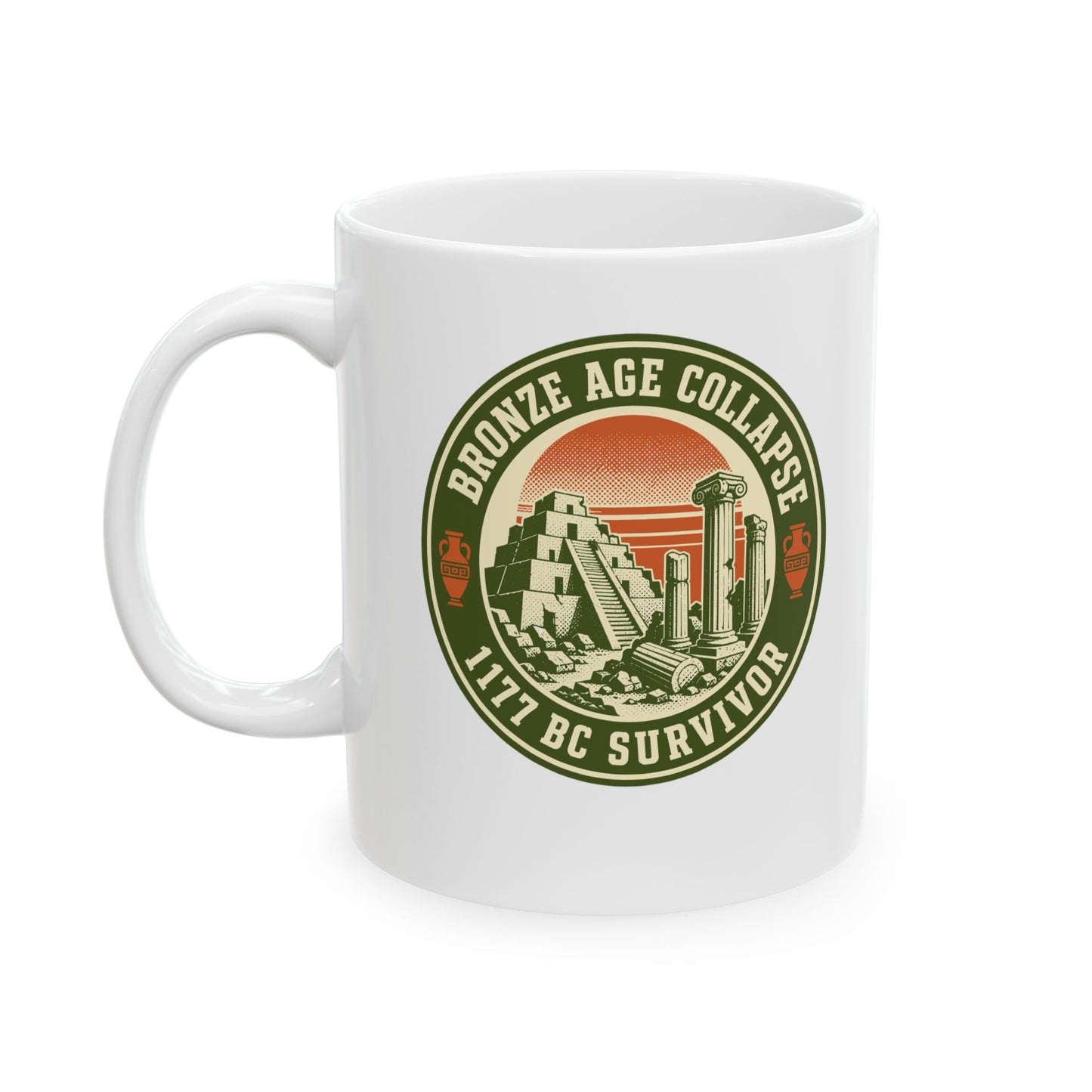 Badge Style Bronze Age Collapse Survivor Ceramic Mug, (11oz, 15oz)