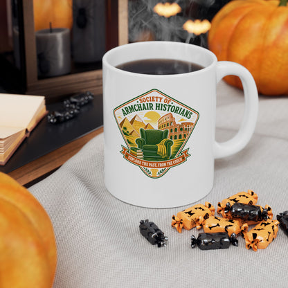 Society of Armchair Historians Badge Style Ceramic Mug, (11oz, 15oz)