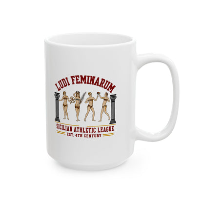 Bikini Women Mosaic Ludi Feminarum Ceramic Mug, (11oz, 15oz)