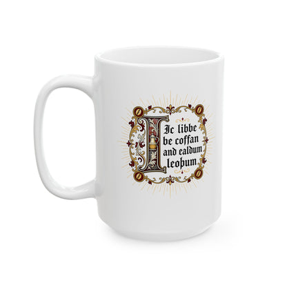 I Live on Coffee Poetry Old English Ceramic Mug, (11oz, 15oz)