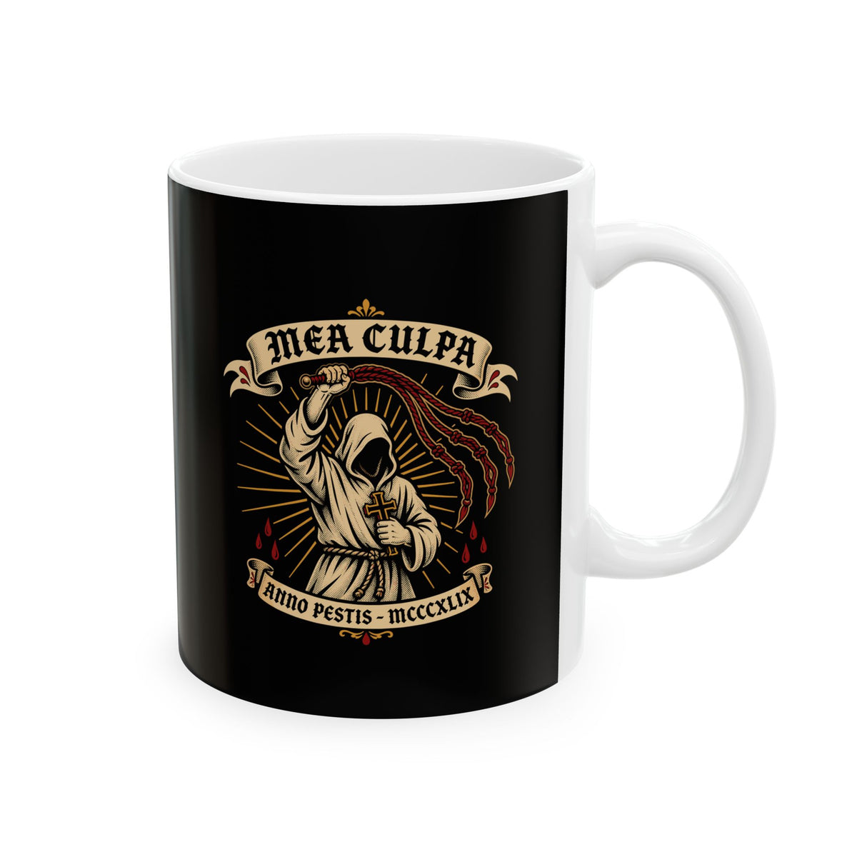 The Flagellant Mea Culpa Black Plague Ceramic Mug, (11oz, 15oz)