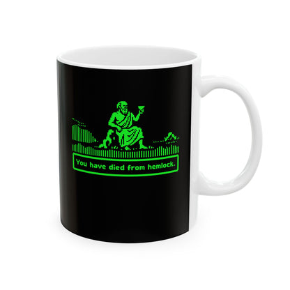 Socrates 8 Bit Dies from Hemlock Ceramic Mug, (11oz, 15oz)