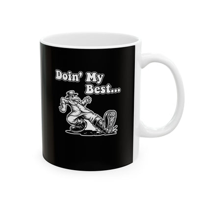 70s Style Black Plague Doctor Ceramic Mug, (11oz, 15oz)