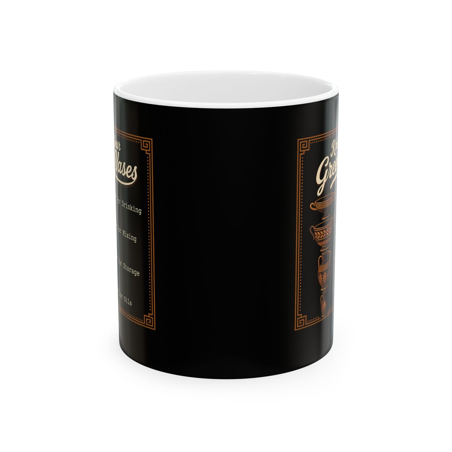 Know Your Greek Vases Coffee Menu Ceramic Mug, (11oz, 15oz)