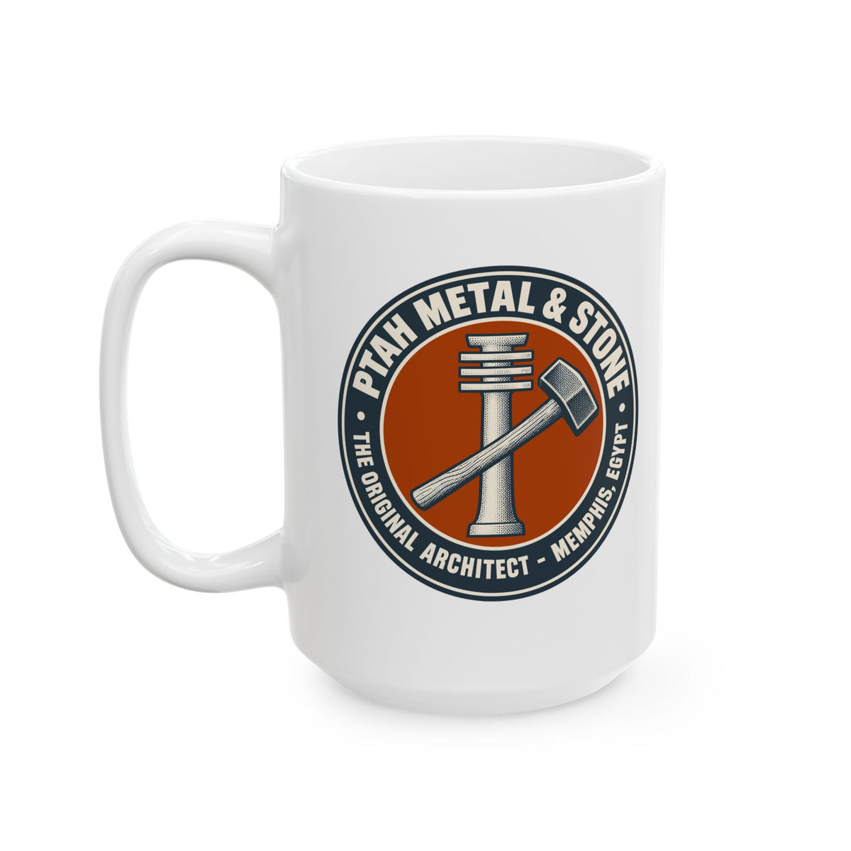 Ptah Metal & Stone Ceramic Mug, (11oz, 15oz)