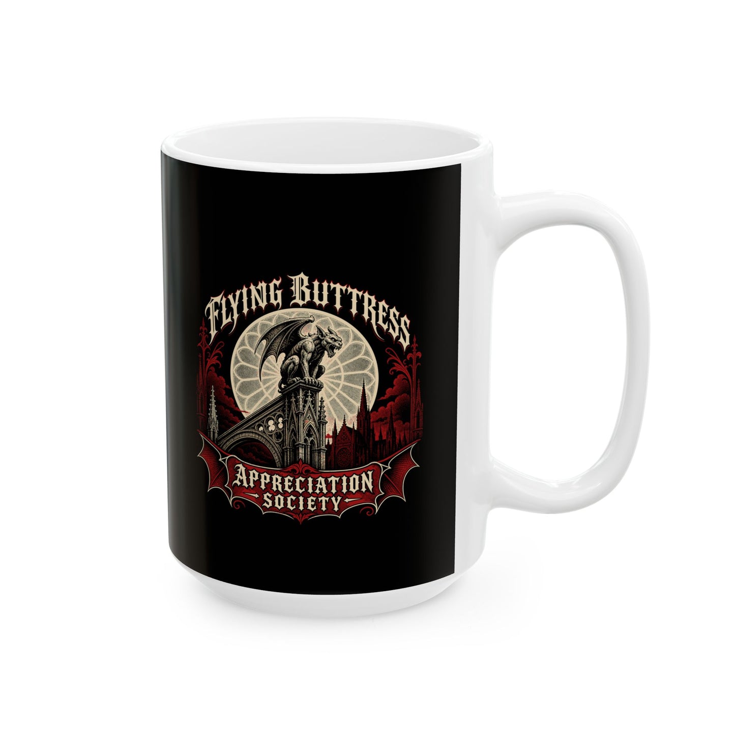 Flying Buttress Appreciation Society Gargoyle Ceramic Mug, (11oz, 15oz)