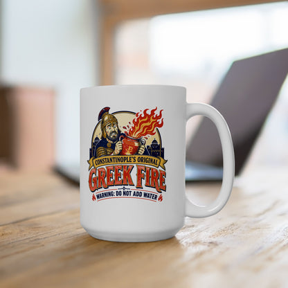Byzantine Greek Fire Warning Ceramic Mug, (11oz, 15oz)