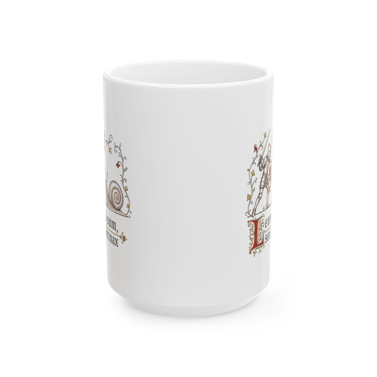 Knight vs Snail Marginalia Slow but Persistent Ceramic Mug, (11oz, 15oz)