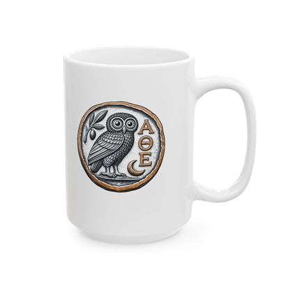 Athens Owl Coin Ceramic Mug, (11oz, 15oz)