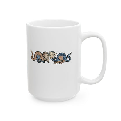 Monk vs Noble Woman Strange Creatures Medieval Marginalia Ceramic Mug, (11oz, 15oz)
