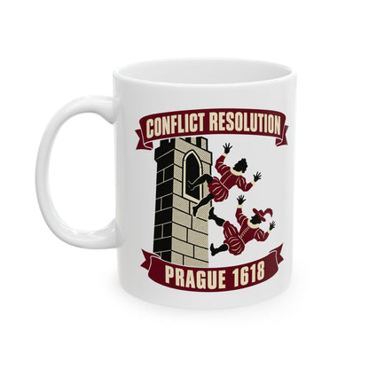 Prague Defenestration Conflict Resolution Poster Ceramic Mug, (11oz, 15oz)