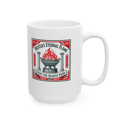 Hestia's Eternal Flame Ceramic Mug, (11oz, 15oz)