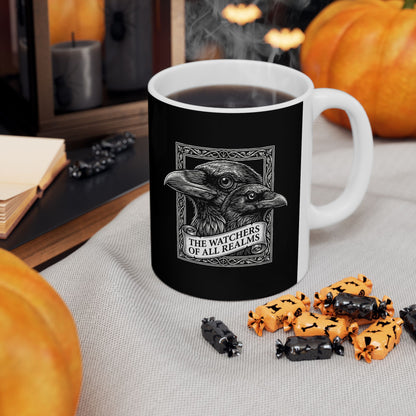 Huginn and Muninn Odin Ravens the Watchers Ceramic Mug, (11oz, 15oz)