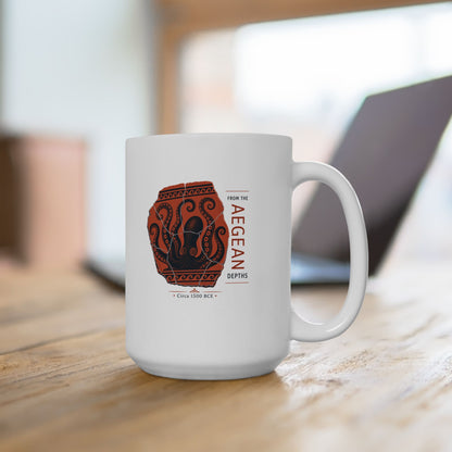 Minoan Octopus Pottery Sherd Ceramic Mug, (11oz, 15oz)