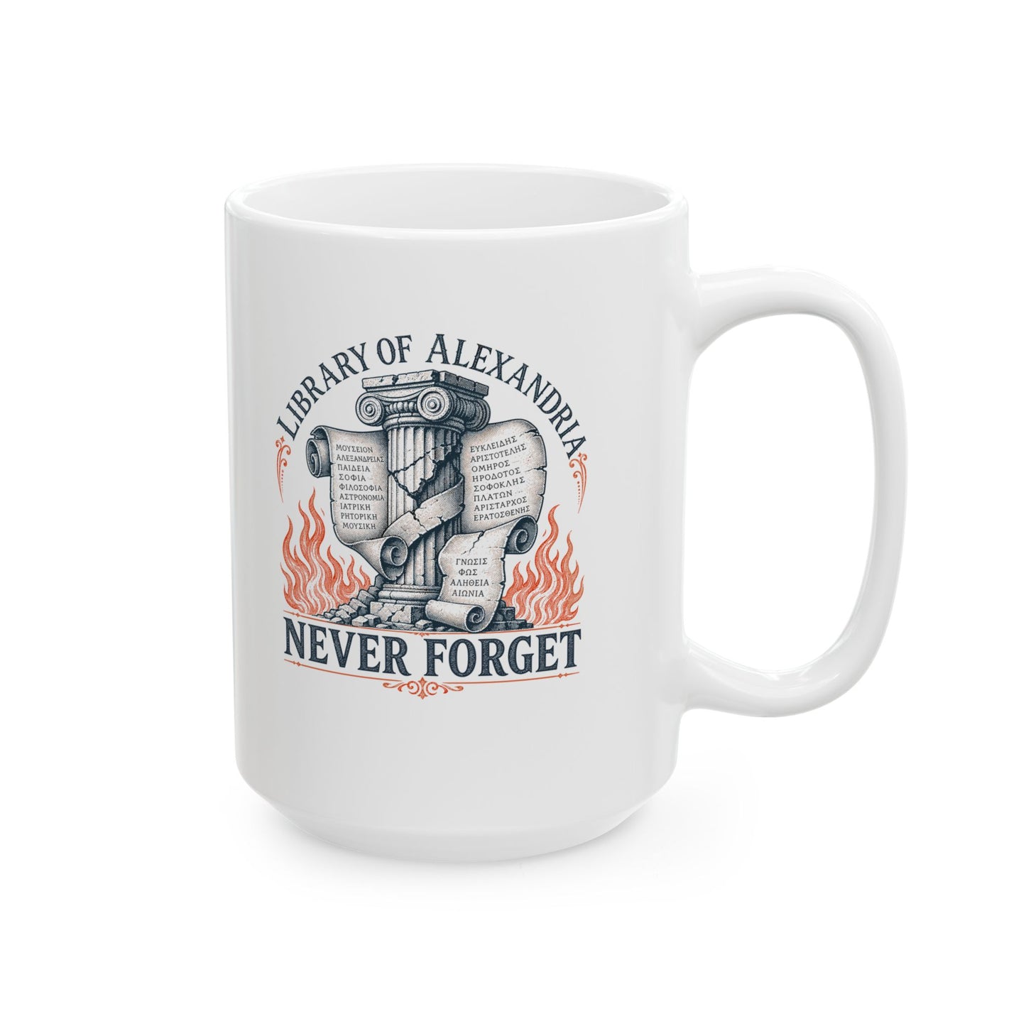 Never Forget Library of Alexandria Ceramic Mug, (11oz, 15oz)