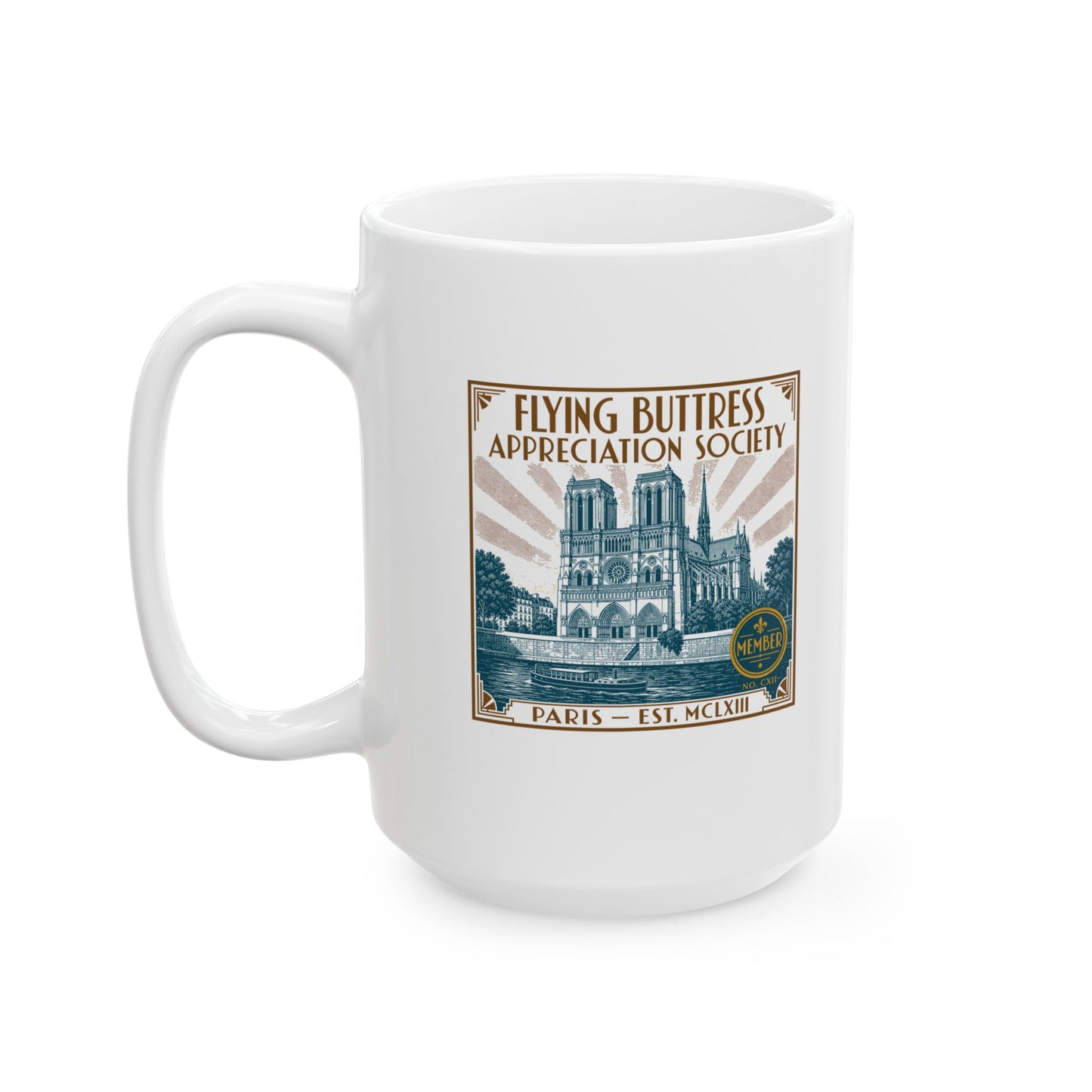 Flying Buttress Appreciation Art Nouveau Ceramic Mug, (11oz, 15oz)