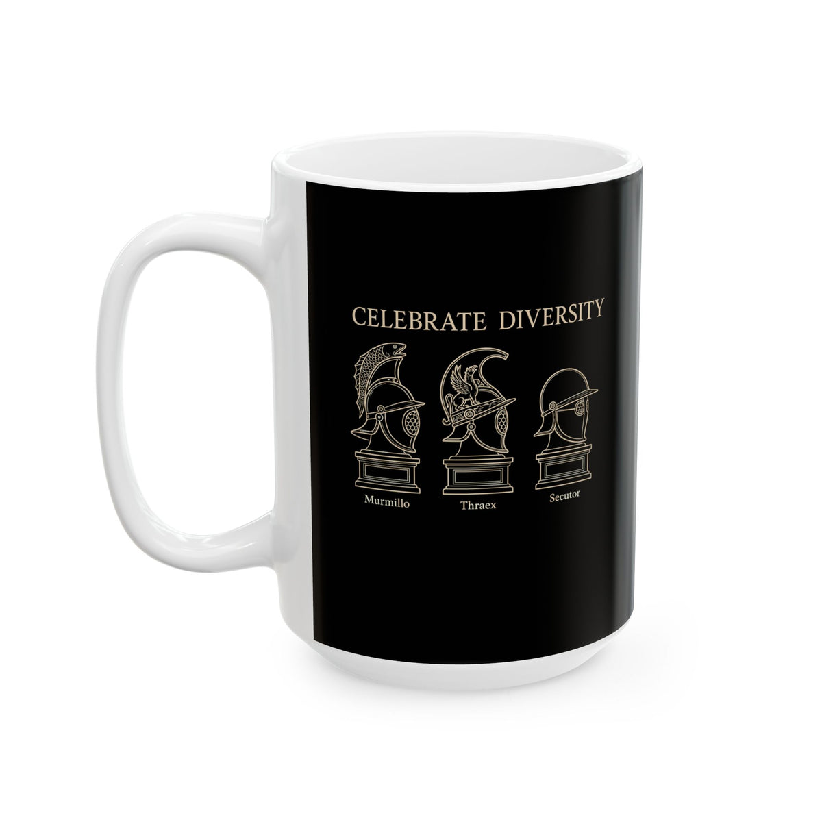 Celebrate Diversity Gladiator Helmets Ceramic Mug, (11oz, 15oz)