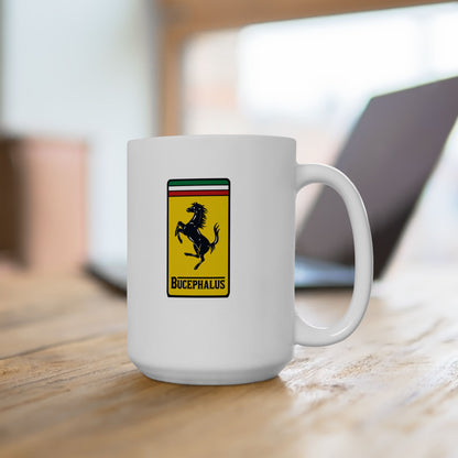 Bucephalus Race Car Logo Ceramic Mug, (11oz, 15oz)