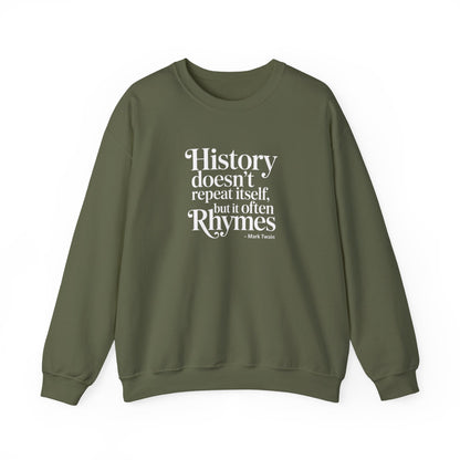 Mark Twain History Doesn't Repeat Quote Unisex Heavy Crewneck Sweatshirt