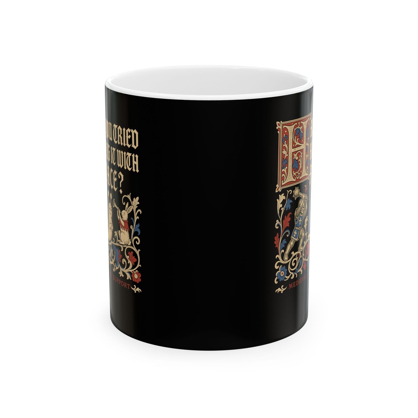 Medieval Technical Support Knight Snail Mace Ceramic Mug, (11oz, 15oz)