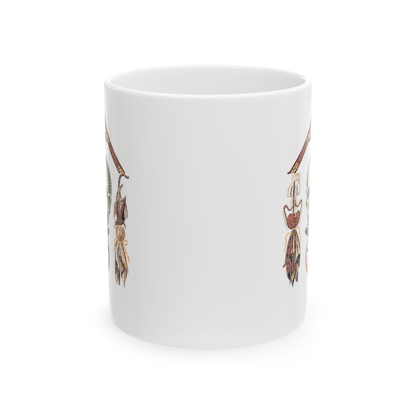 Pompeii Mosaic Mori Skull Ceramic Mug, (11oz, 15oz)