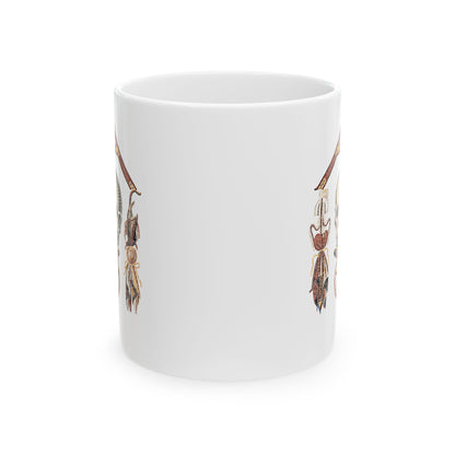 Pompeii Mosaic Mori Skull Ceramic Mug, (11oz, 15oz)
