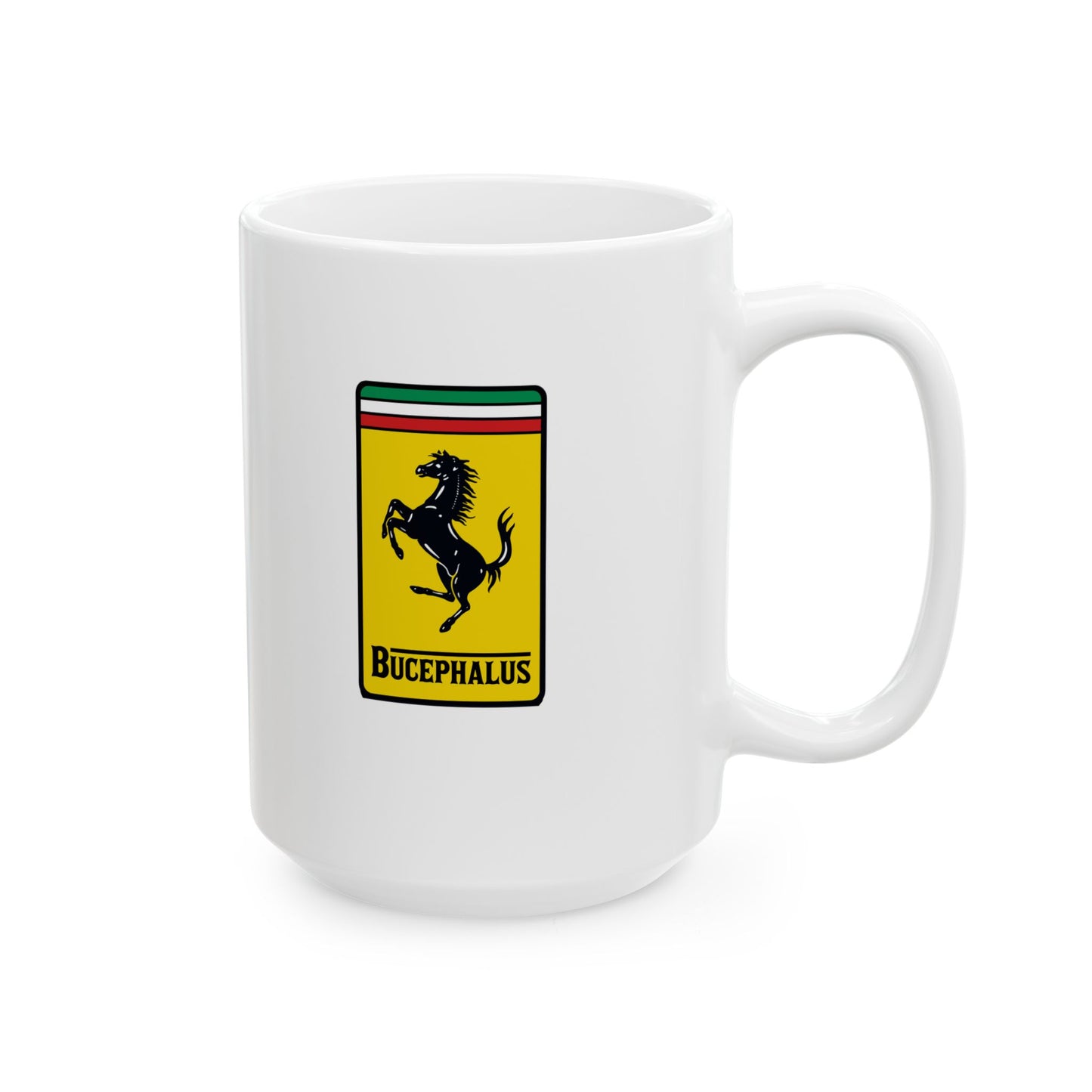 Bucephalus Race Car Logo Ceramic Mug, (11oz, 15oz)