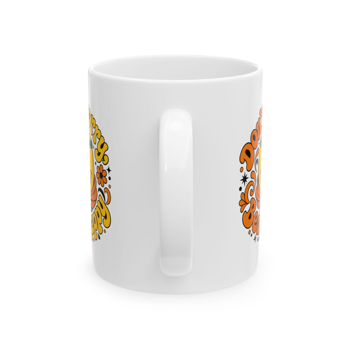 70s Style Don't Worry Venerable Bede Happy Ceramic Mug, (11oz, 15oz)