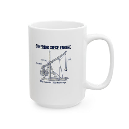 Trebuchet Schematic Siege Engine Ceramic Mug, (11oz, 15oz)