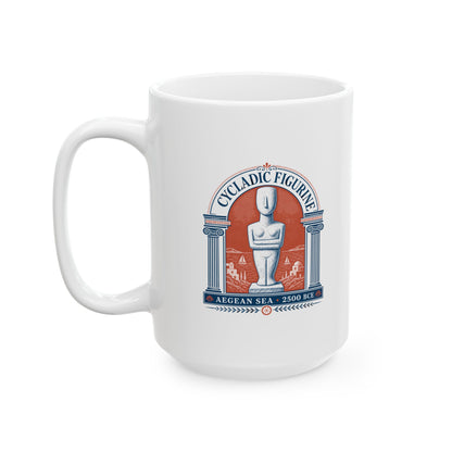 Cycladic Figurine 2500 Aegean Sea Ceramic Mug, (11oz, 15oz)