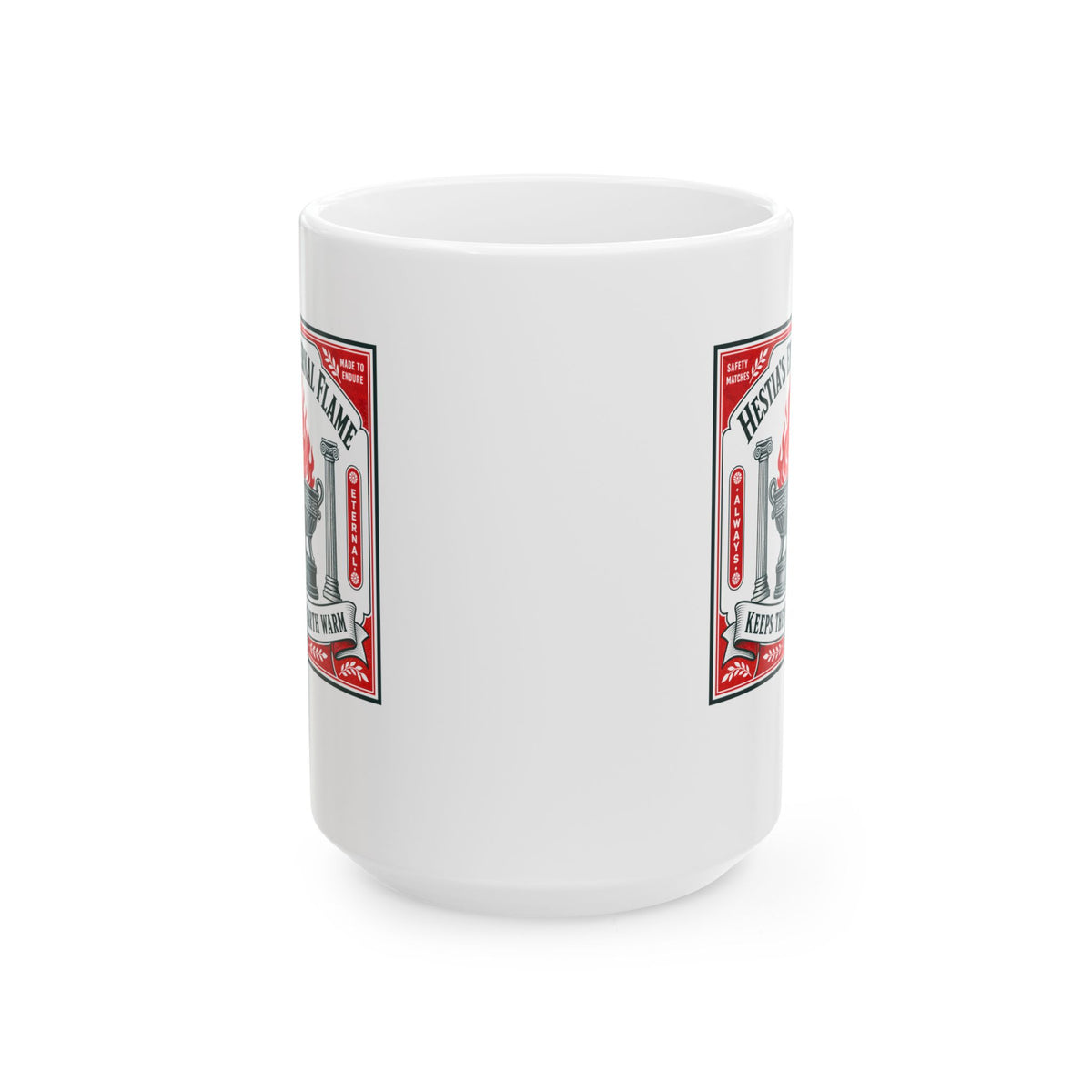 Hestia's Eternal Flame Ceramic Mug, (11oz, 15oz)