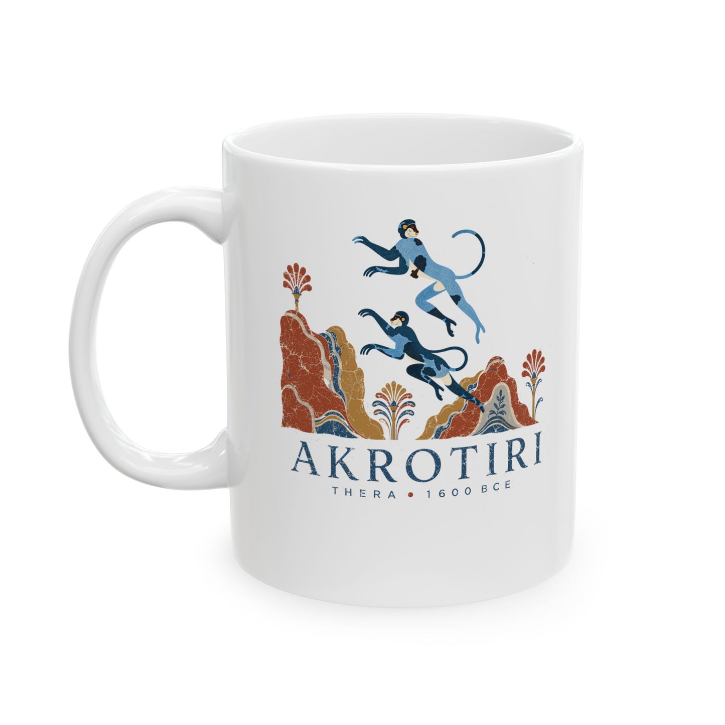 Blue Monkeys Santorini Akrotiri Ceramic Mug, (11oz, 15oz)