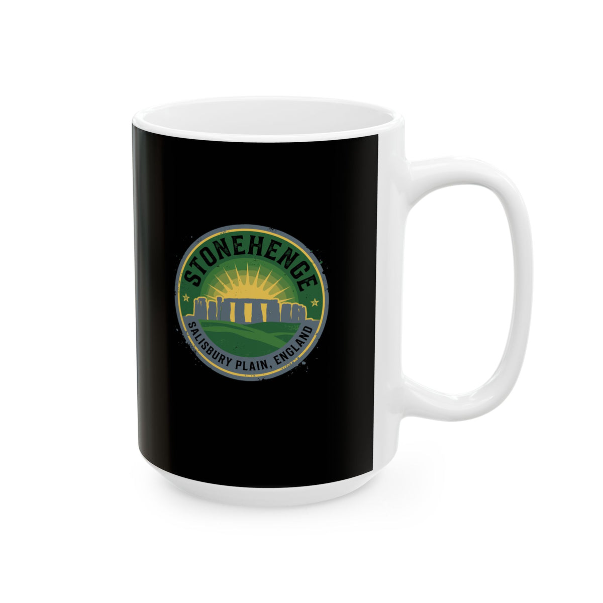 Stone Henge Badge Ceramic Mug, (11oz, 15oz)