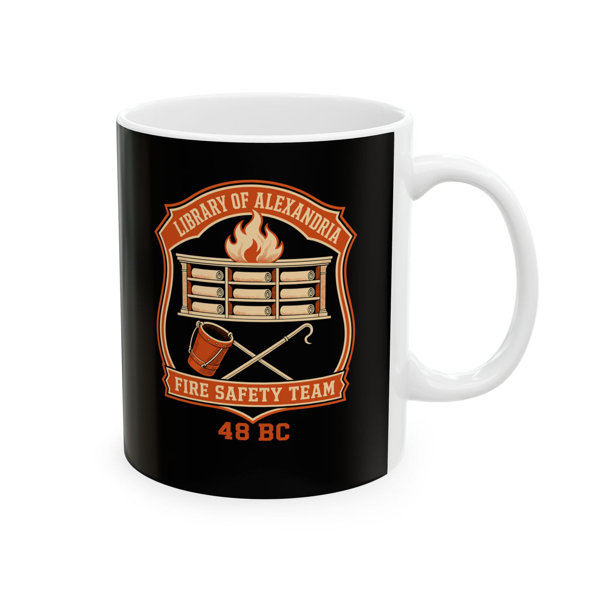Library Alexandria Fire Safety Ceramic Mug, (11oz, 15oz)