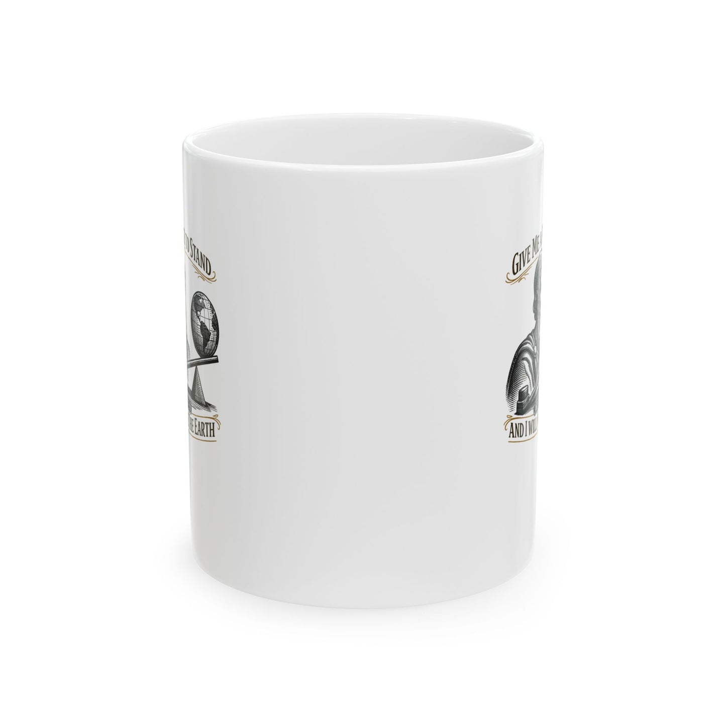 Archimedes Move Earth Quote Ceramic Mug, (11oz, 15oz)