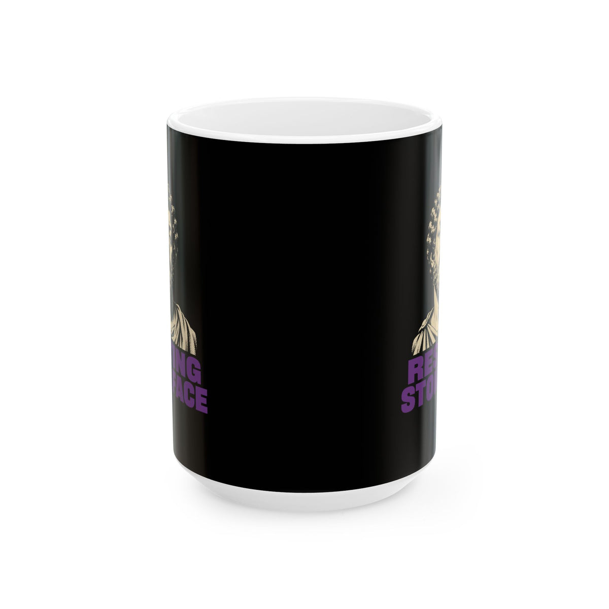 Resting Stoic Face Screen Print Ceramic Mug, (11oz, 15oz)