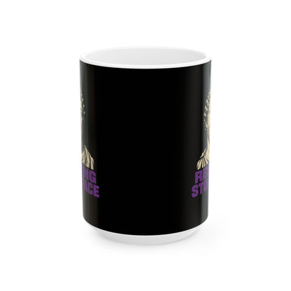 Resting Stoic Face Screen Print Ceramic Mug, (11oz, 15oz)