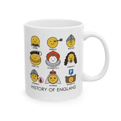 A Humorous History of England Grid Ceramic Mug, (11oz, 15oz)