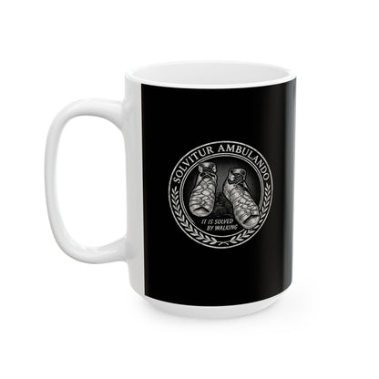 Solvitur Ambulando Saint Augustine Quote Solved by Walking Ceramic Mug, (11oz, 15oz)