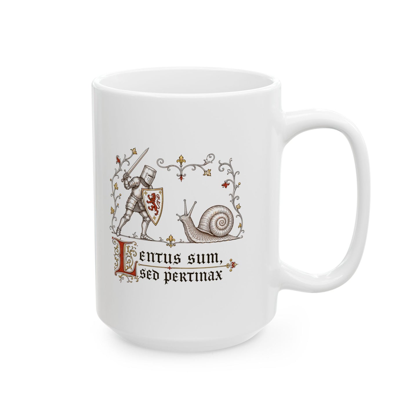 Knight vs Snail Marginalia Ceramic Mug, (11oz, 15oz)